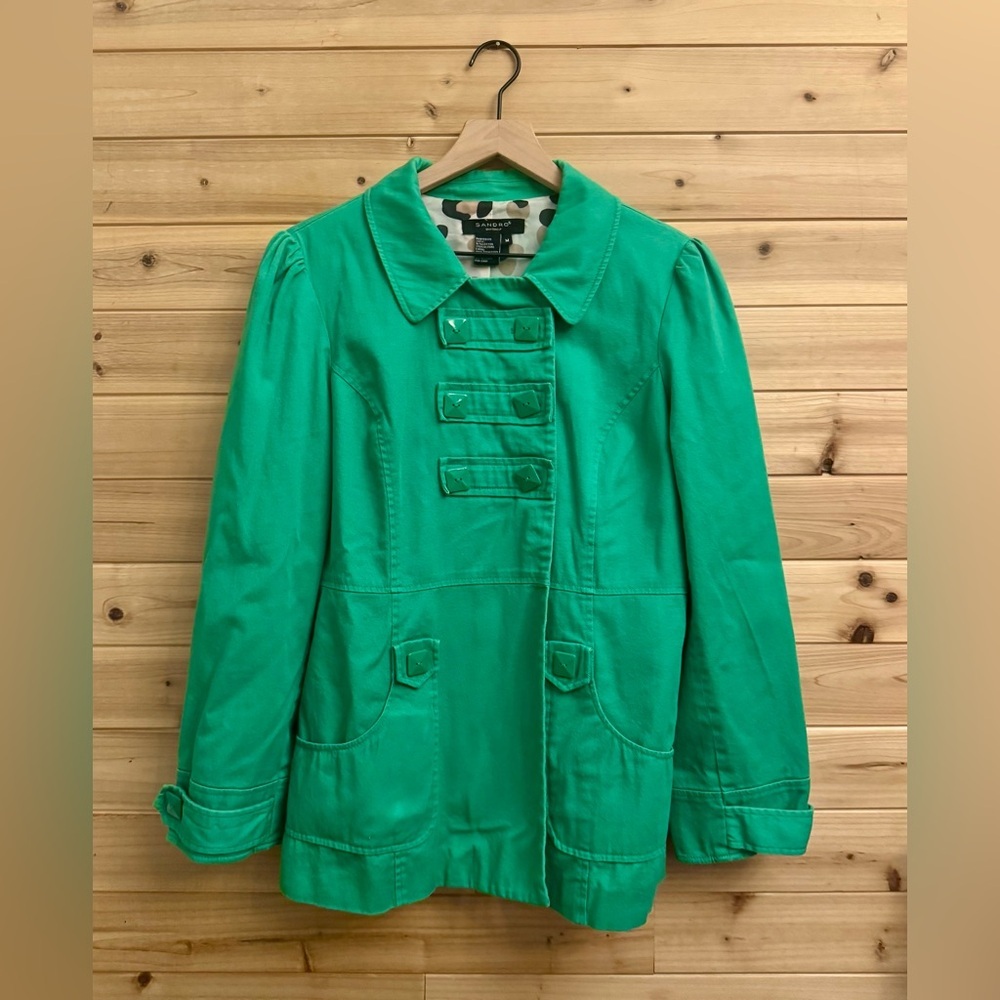 Sandro Sportswear Medium Double Breasted Kelly Green Lightweight Jacket